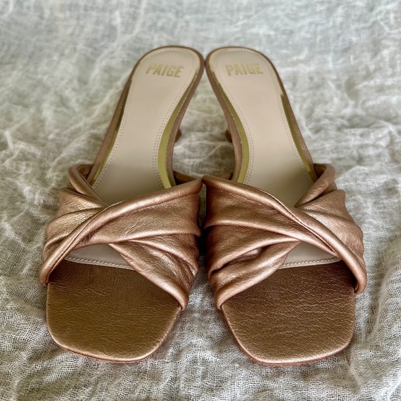 SOLD! Paige Metallic Leather Sandals with Kitten Heels - Size 9 - Picture 9 of 12